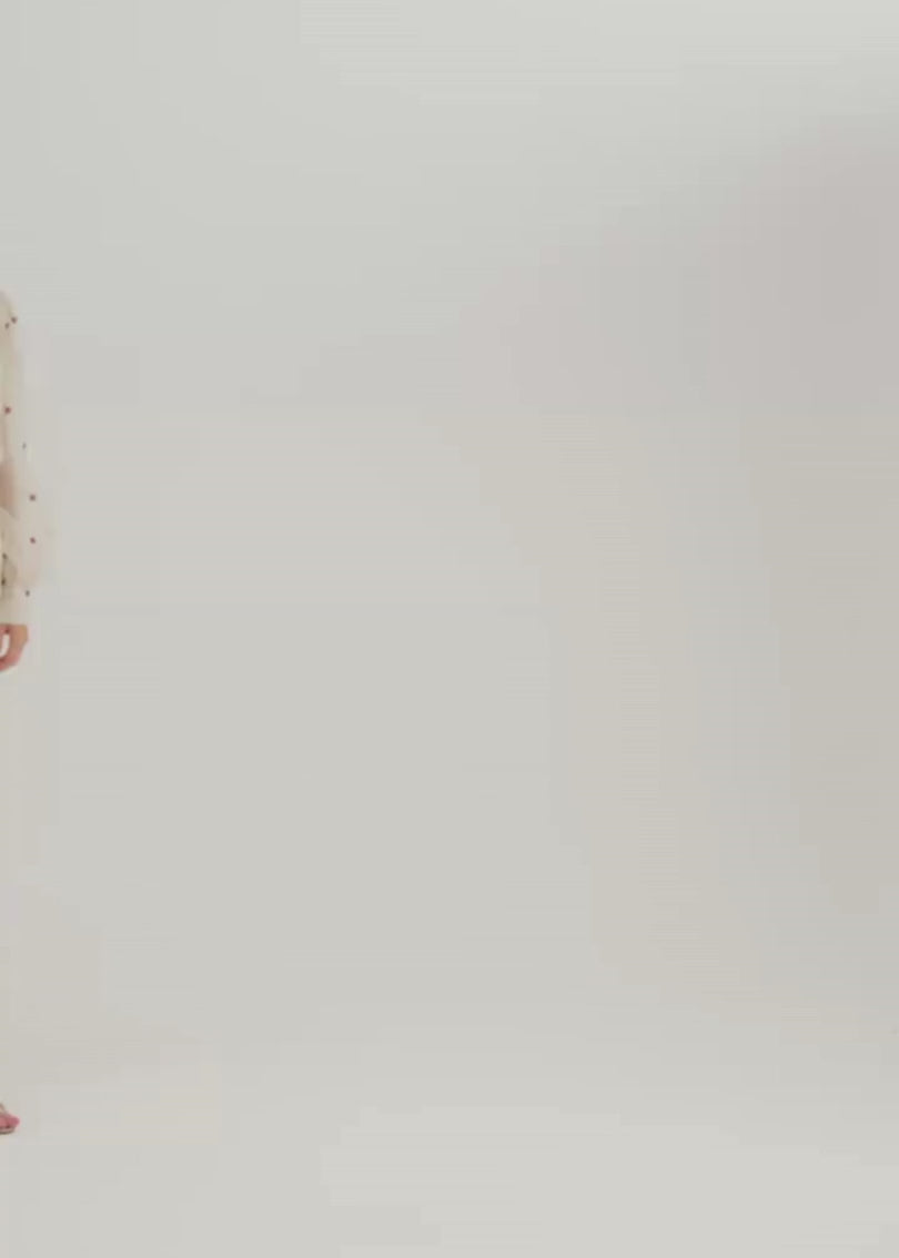 Sophia Embroidered Blouse | Ivory/Red