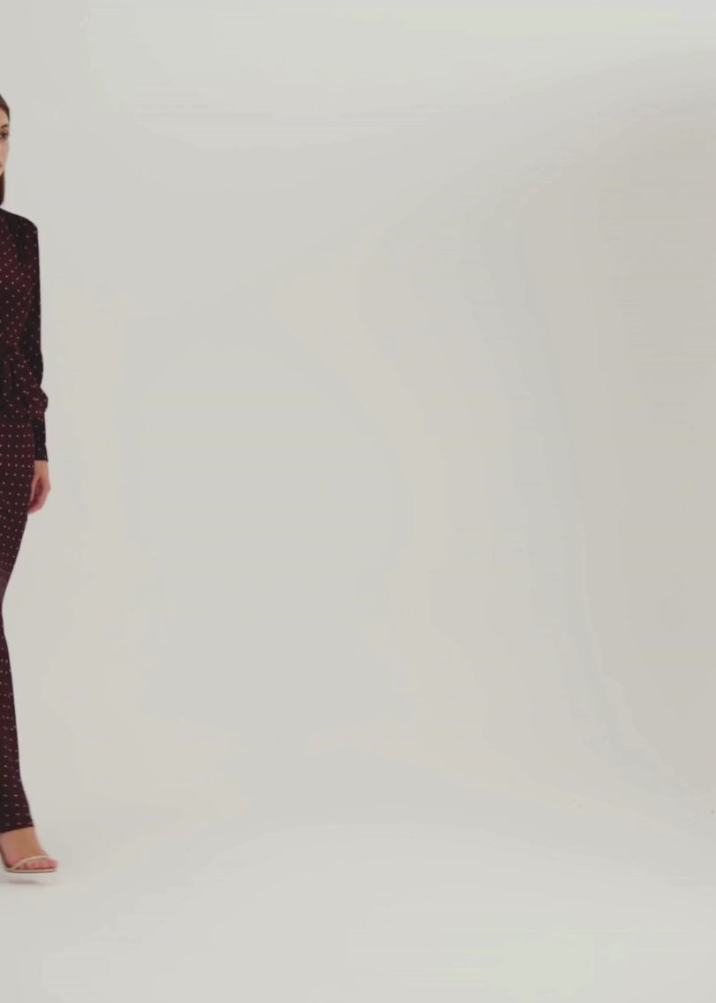 Bianca Polka Bias Cut Elegance Skirt | Merlot