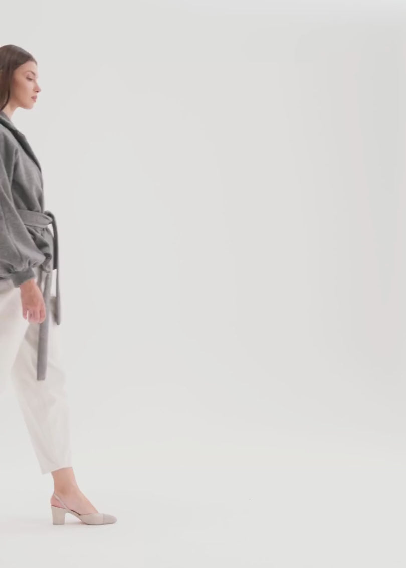 Bloomsbury Peplum Wool Trench Jacket  | Grey