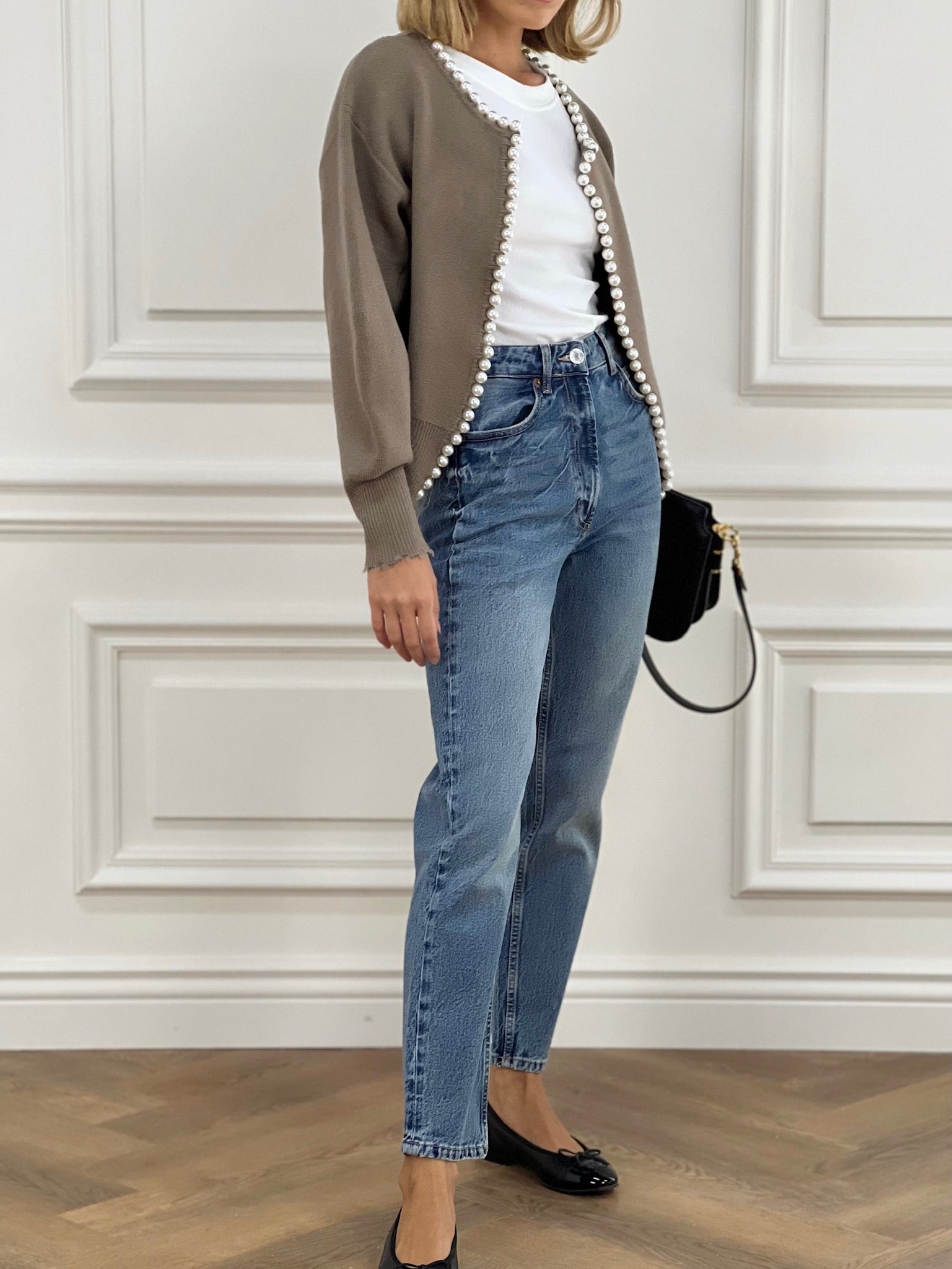 Mocha Pearl Edge Cardigan