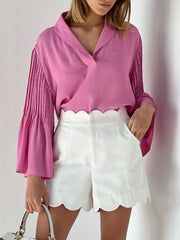 Arabella Pin Tuck Sleeve Blouse | Rosie Pink