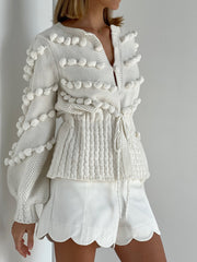 Women's White Cotton Cardigan 