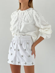 Ivy Jewelled Cotton Shorts | White