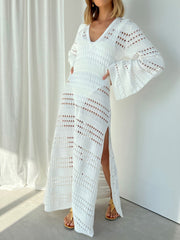 White Knitted Maxi Dress