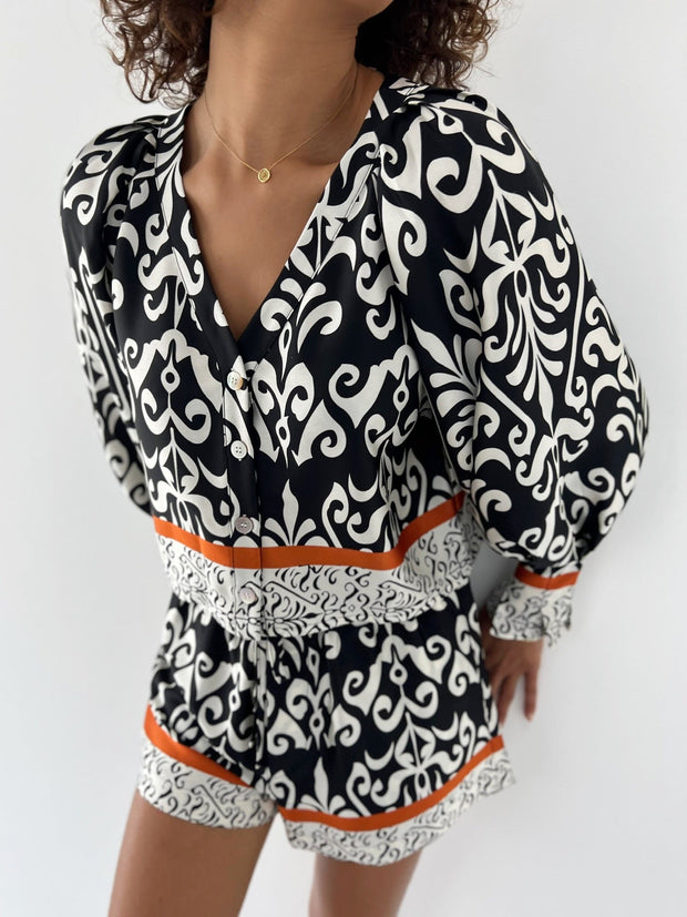 Black Satin Blouse