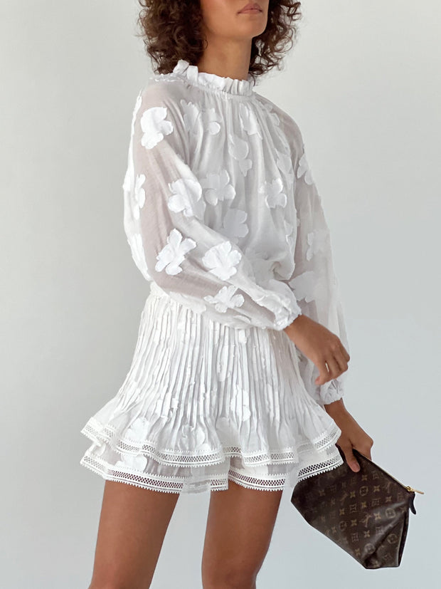 Embroidered Cotton White Blouse