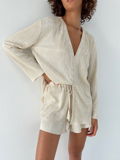 Golden Pleated Shorts