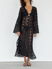 Gabriela Guipure Lace Maxi Dress | Black