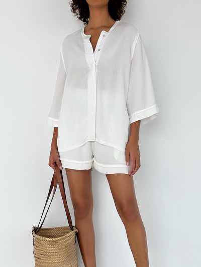 White Jacquard Flowing Shirt