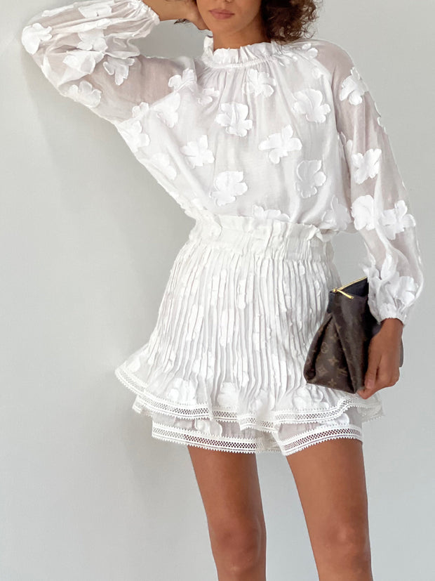 Embroidered Cotton White Blouse
