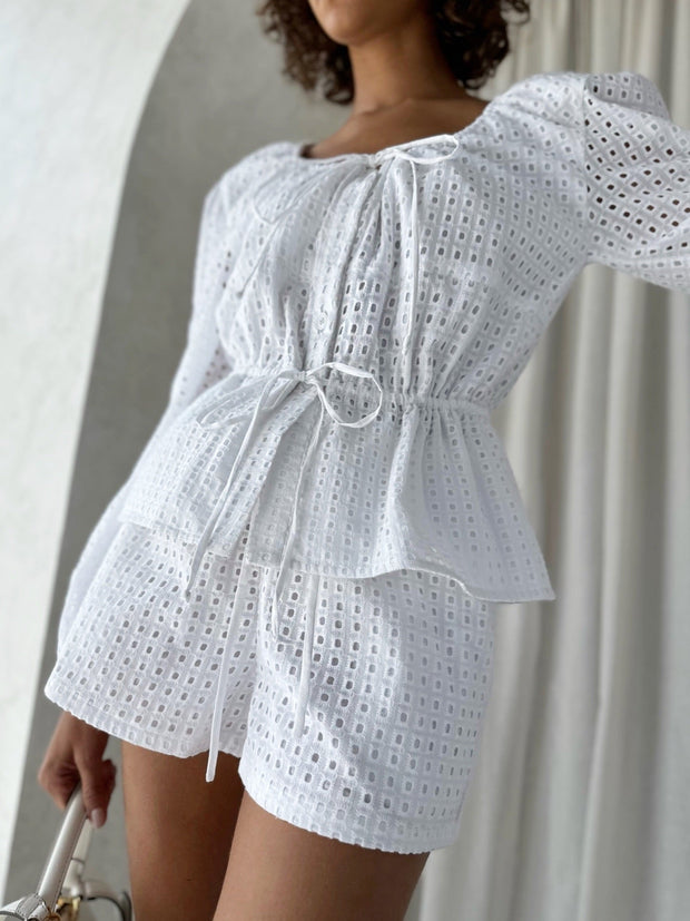 Women's White Cotton Shorts Vita Grace