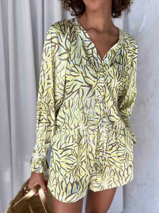 Yellow Print Shorts