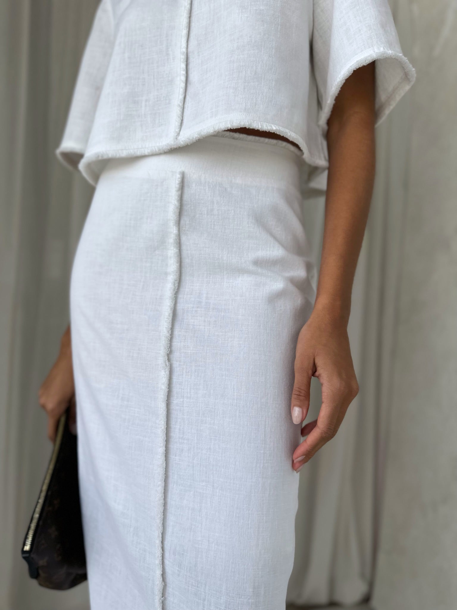 Lana Linen Blend Day Top | Ivory White