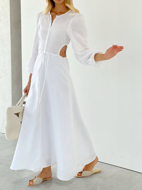 White Linen Maxi Dress – VITA GRACE