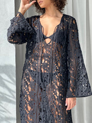 Gabriela Guipure Lace Maxi Dress | Black