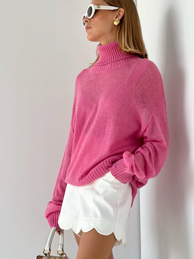 pink oversized knitted jumper