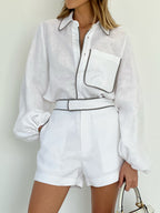 White Linen Shorts