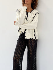Women's White & Black Cardigan