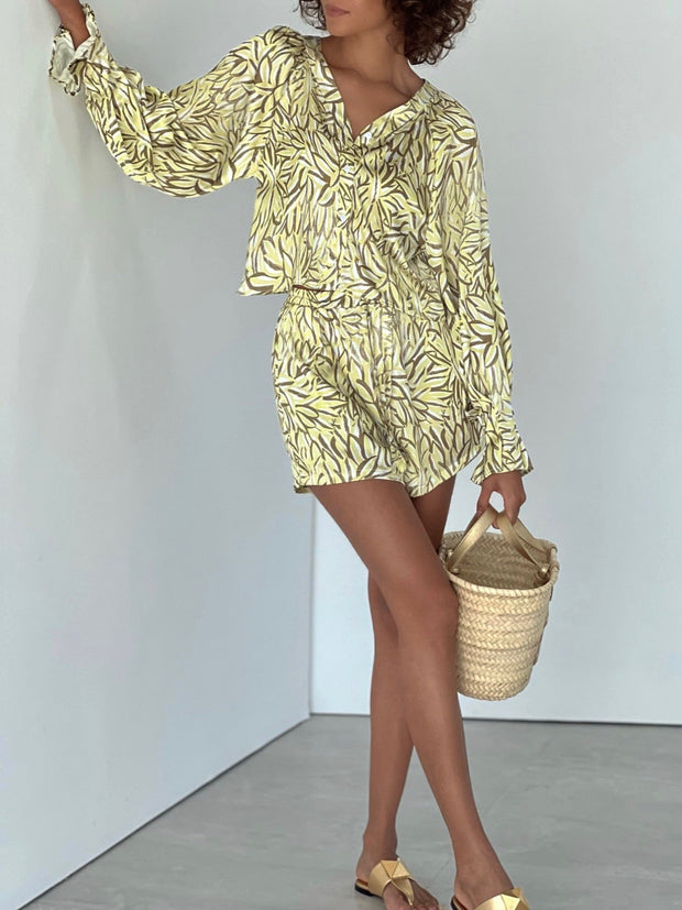 Yellow Print Shorts