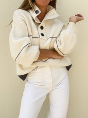 Women's White Button Sweater