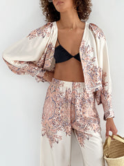 Patrice Printed Flowing Blouse | Cream