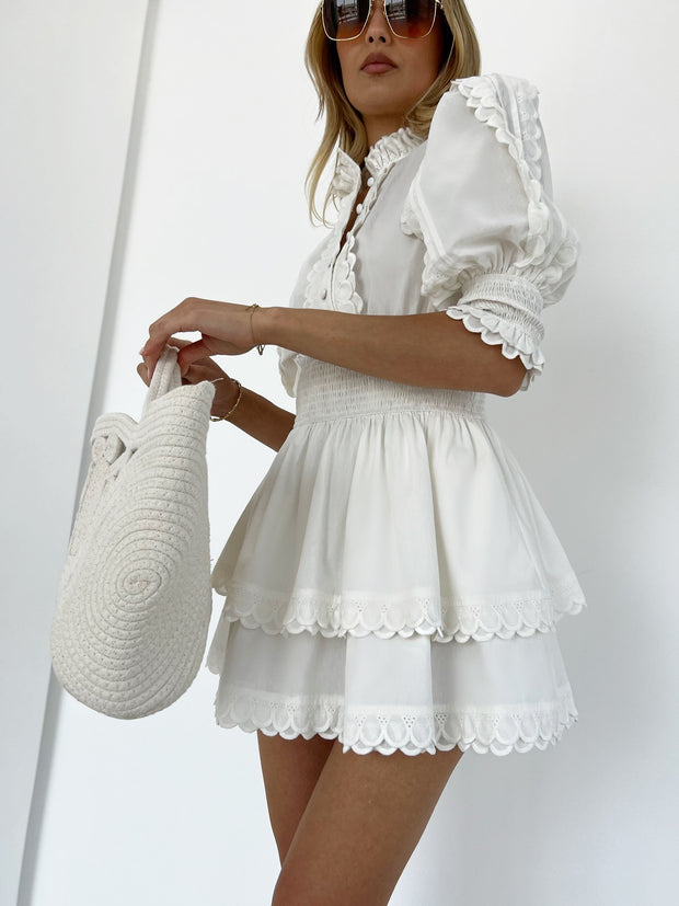 White Frill Cotton Dress Vita Grace