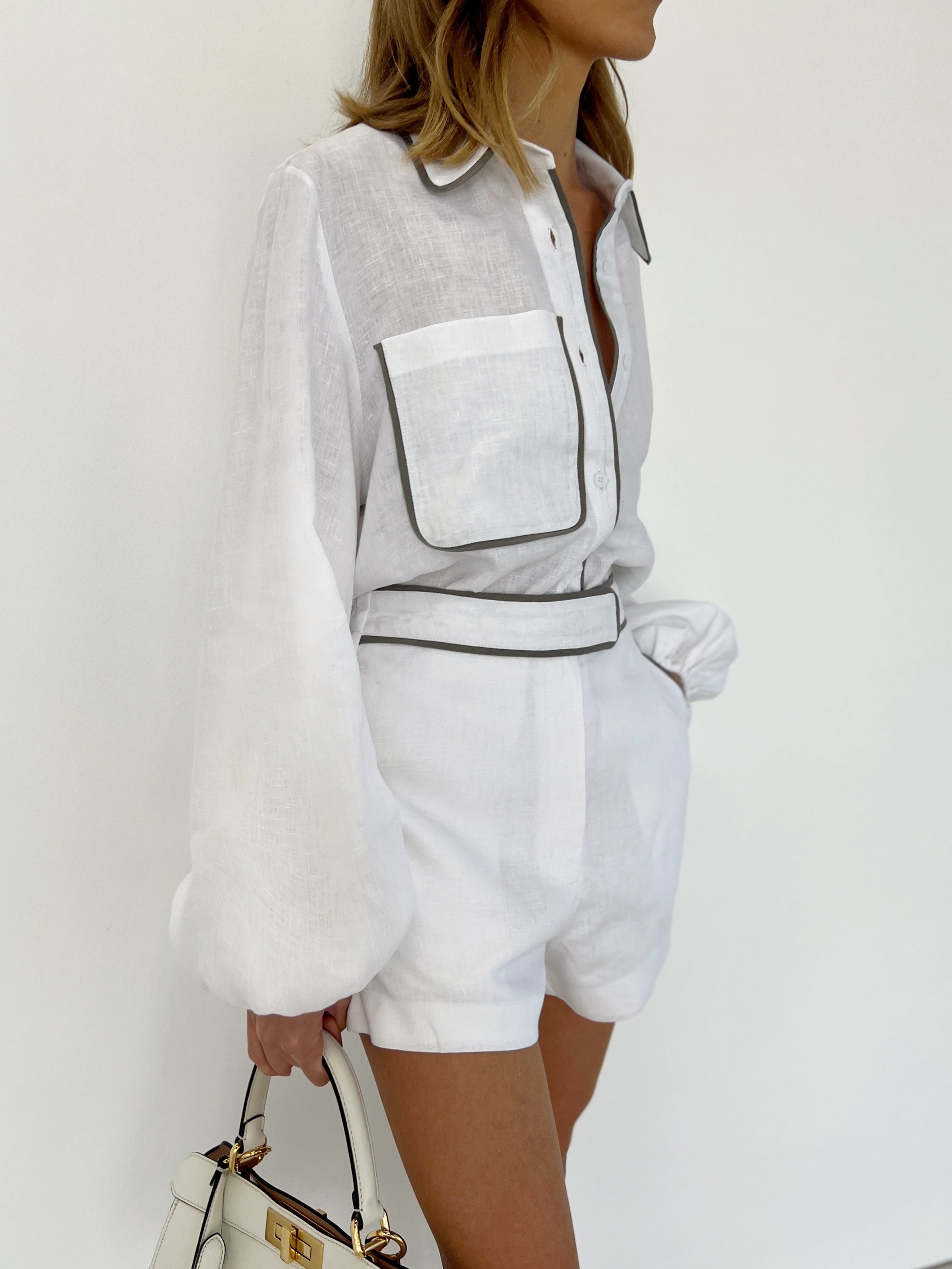 White Linen Shorts